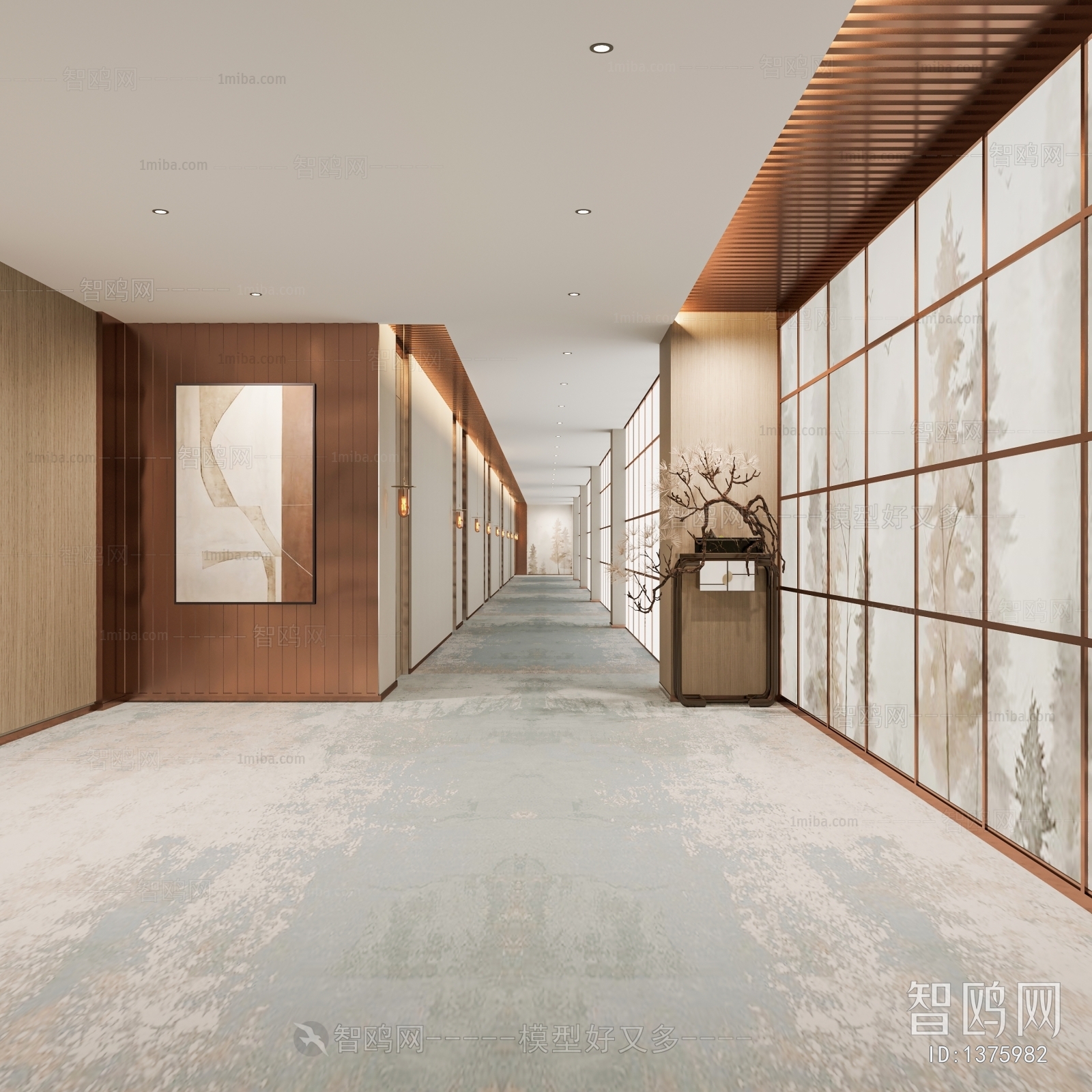新中式酒店会所走廊