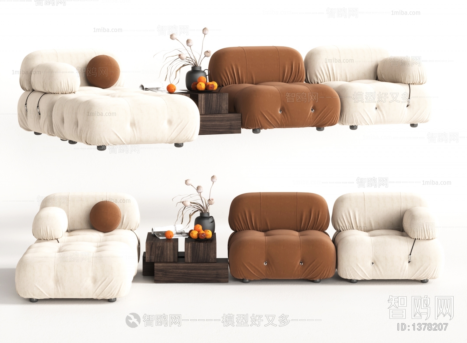 Modern Wabi-sabi Style Multi Person Sofa