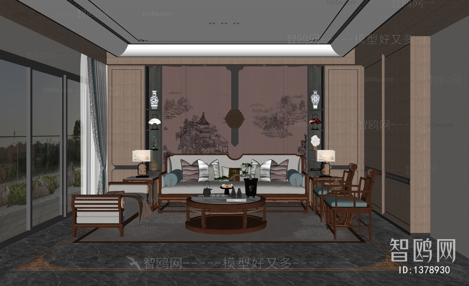 New Chinese Style A Living Room