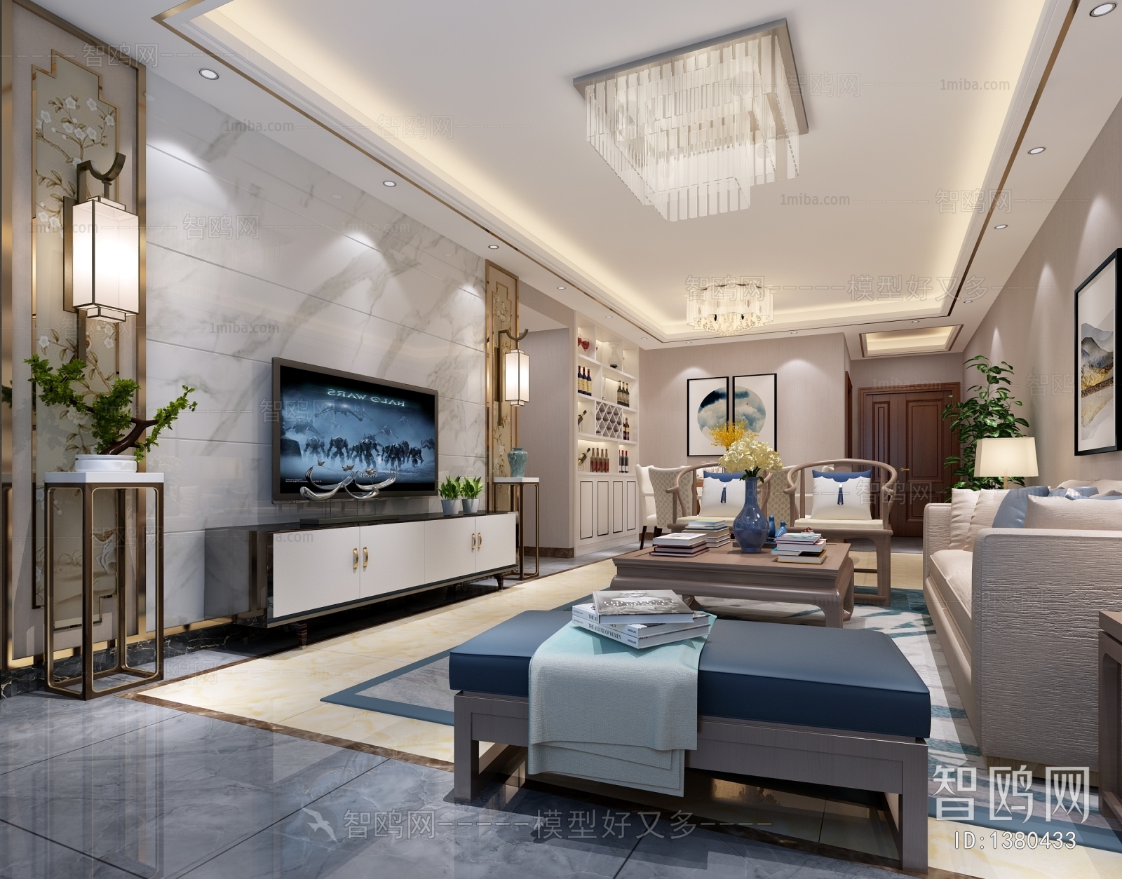 New Chinese Style A Living Room