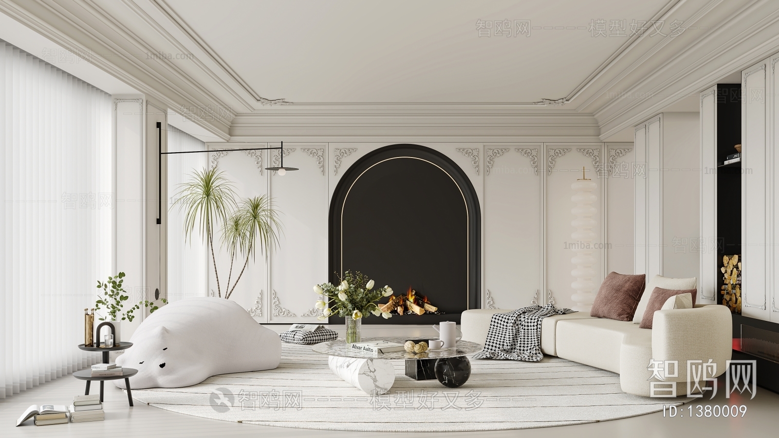 Modern French Style Wabi-sabi Style A Living Room