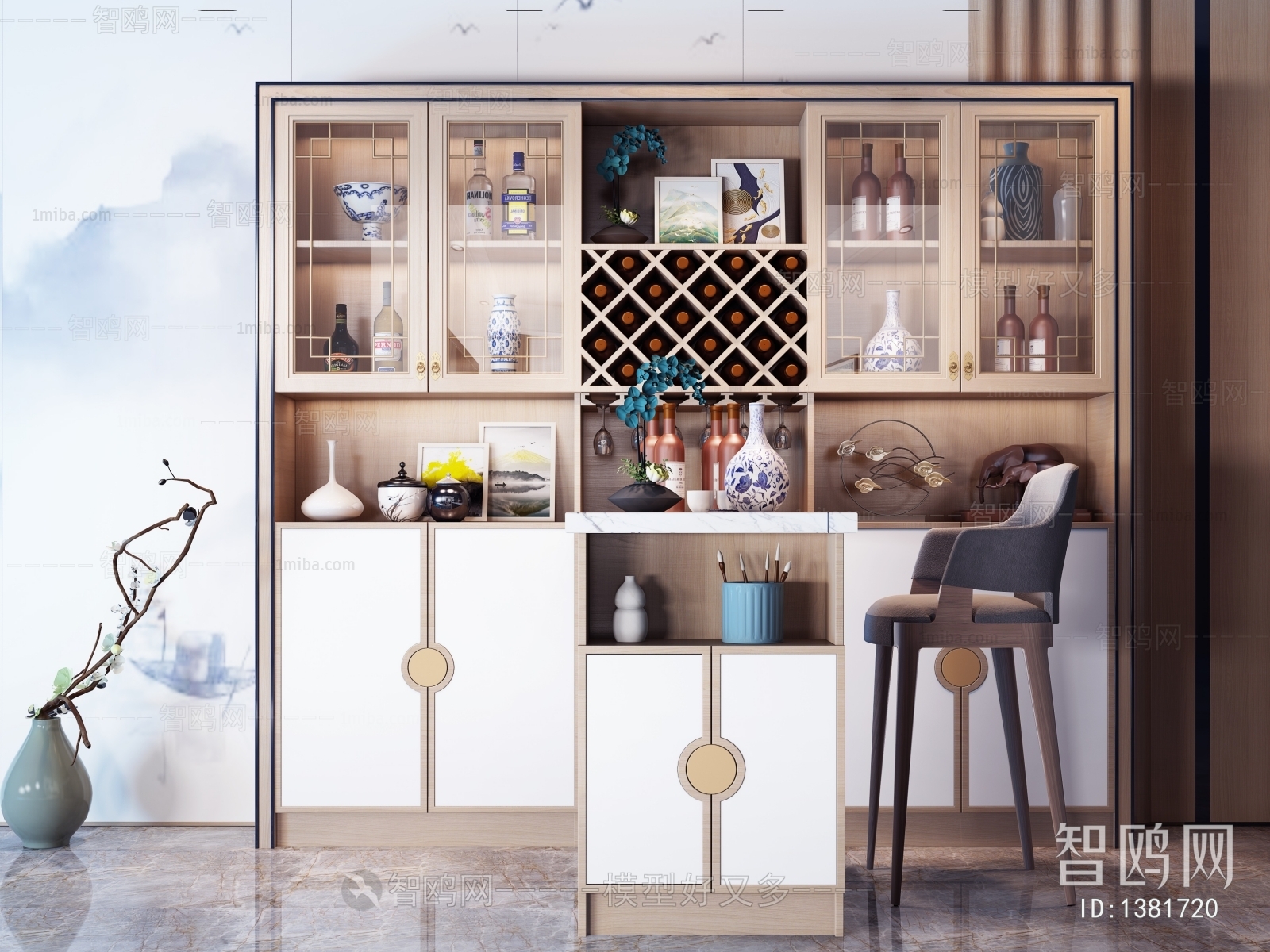 New Chinese Style Wine Cabinet