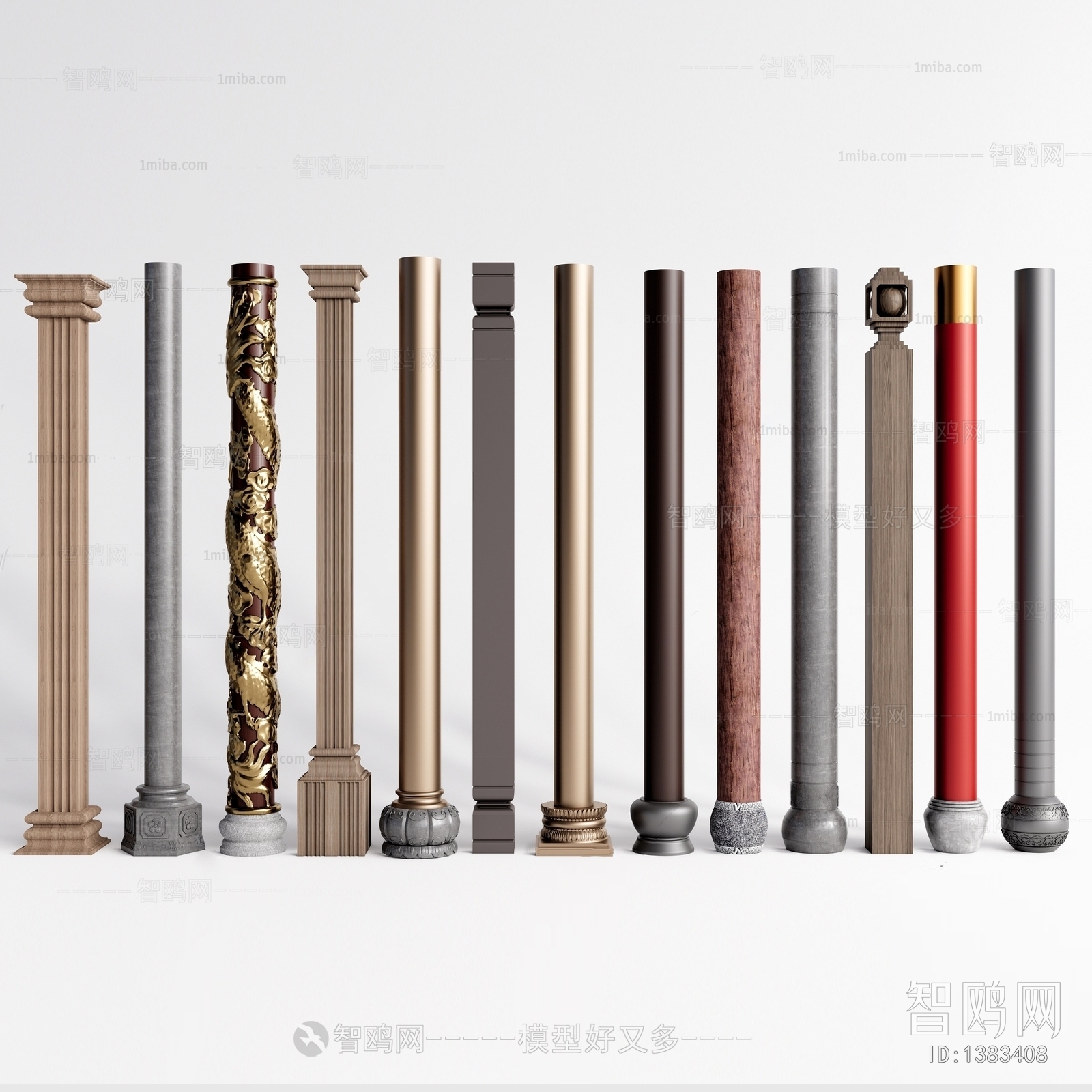 新中式柱子组合