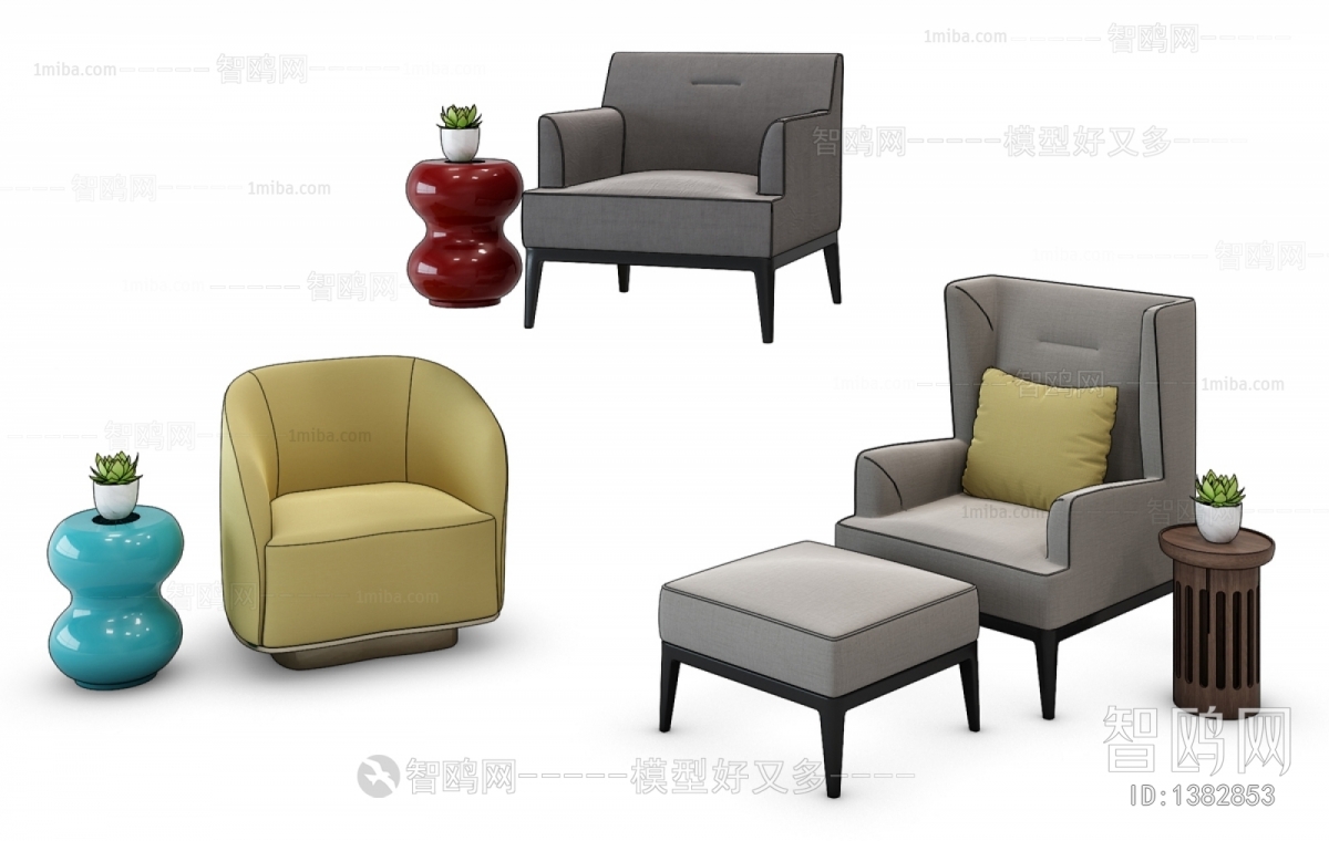 New Chinese Style Single Sofa