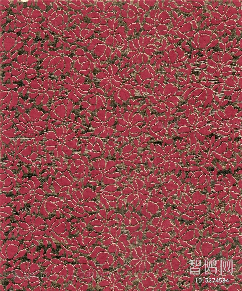 高级红咖色植物图案布纹