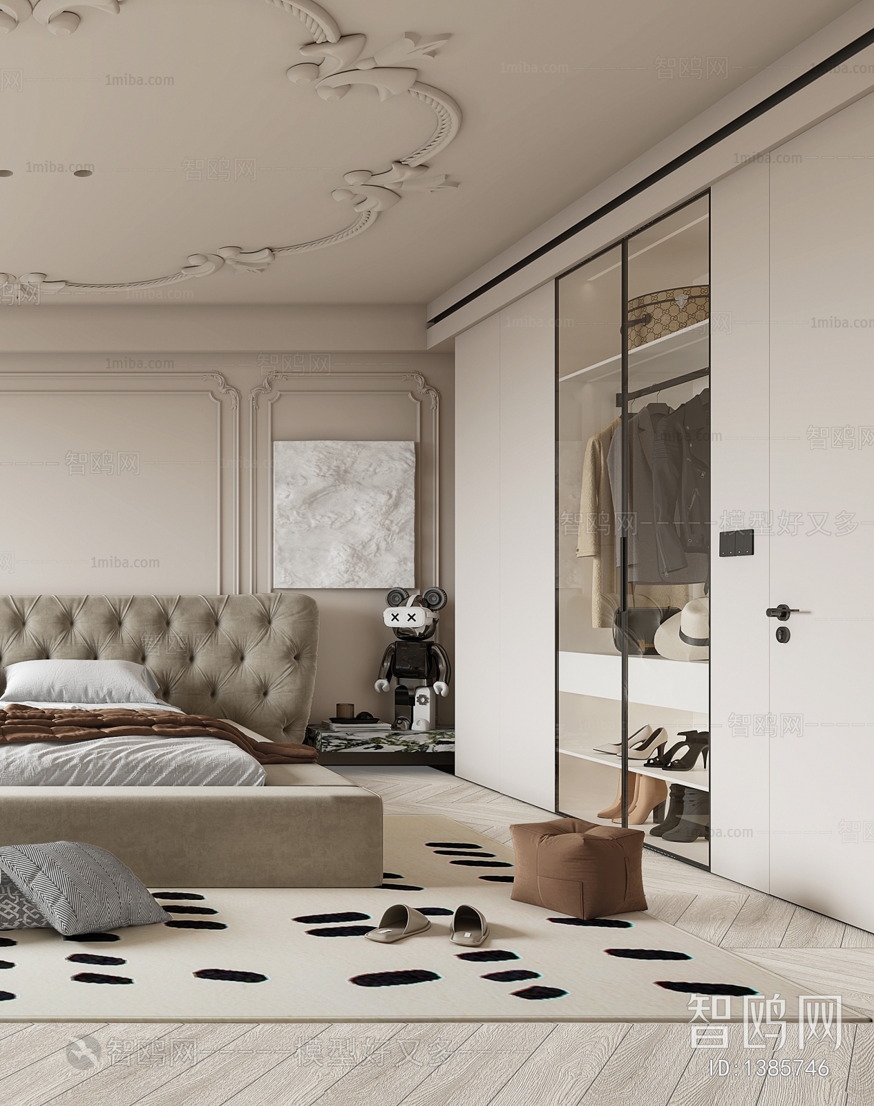 Modern French Style Wabi-sabi Style Bedroom