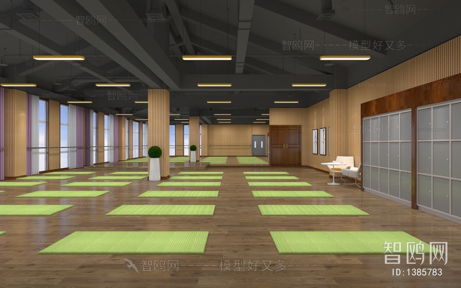 Industrial Style Yoga Room