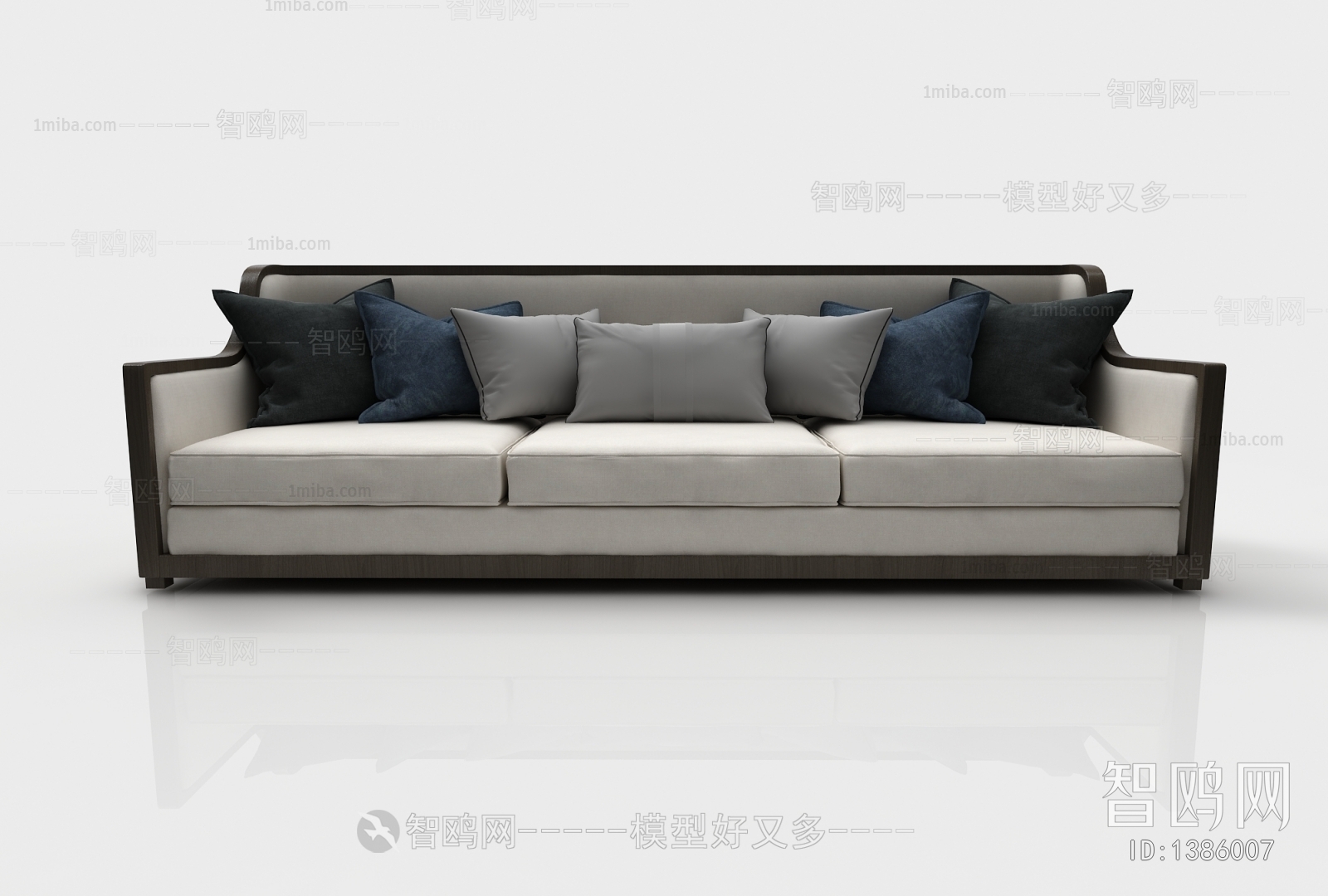 New Chinese Style Three-seat Sofa