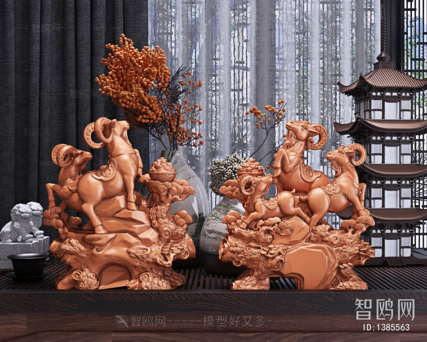 新中式木雕摆件