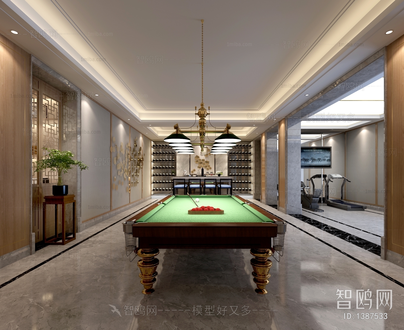 New Chinese Style Billiards Room