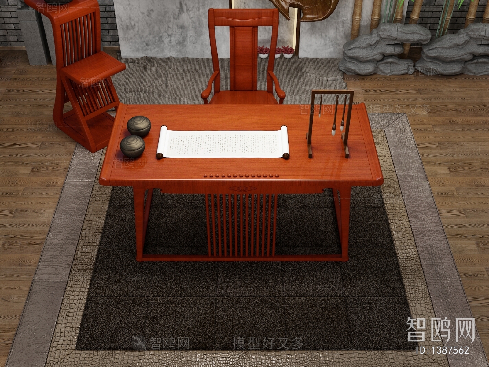 中式书桌椅