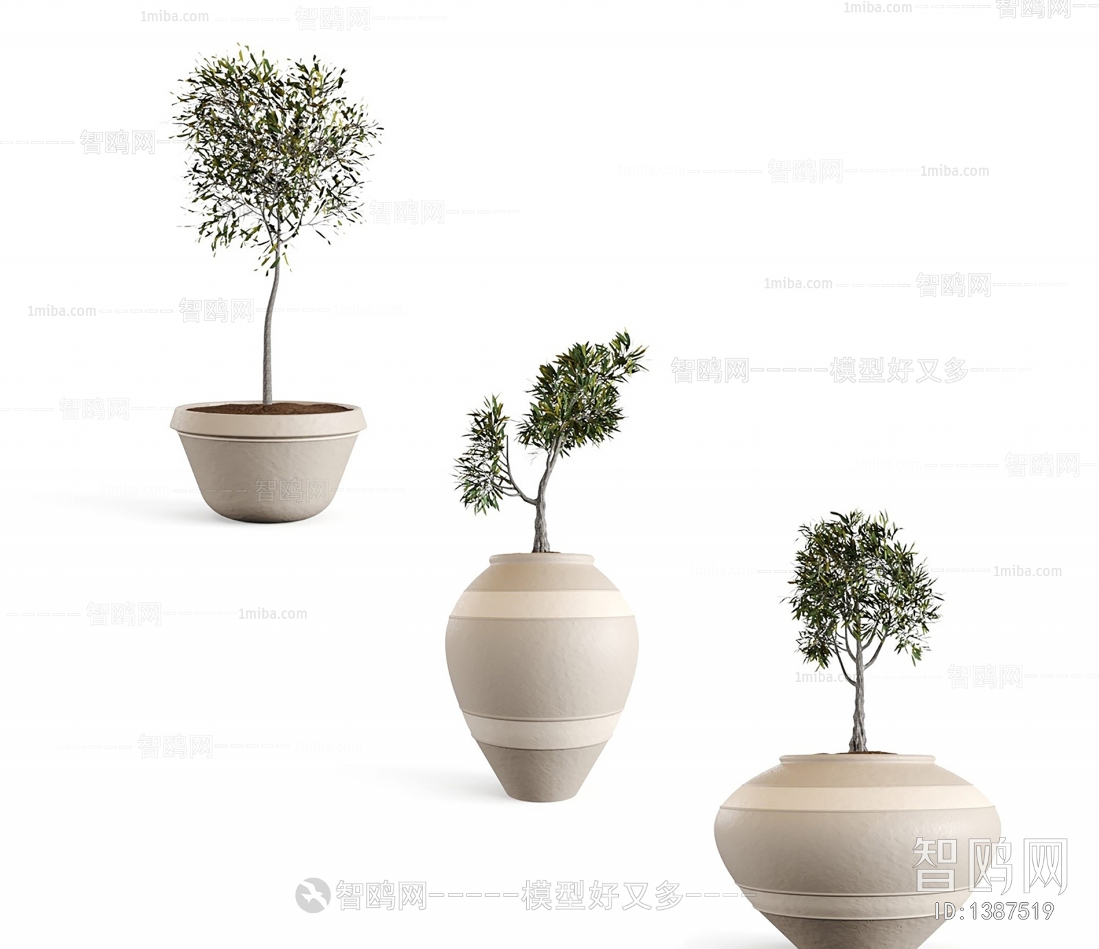 Modern Potted Green Plant