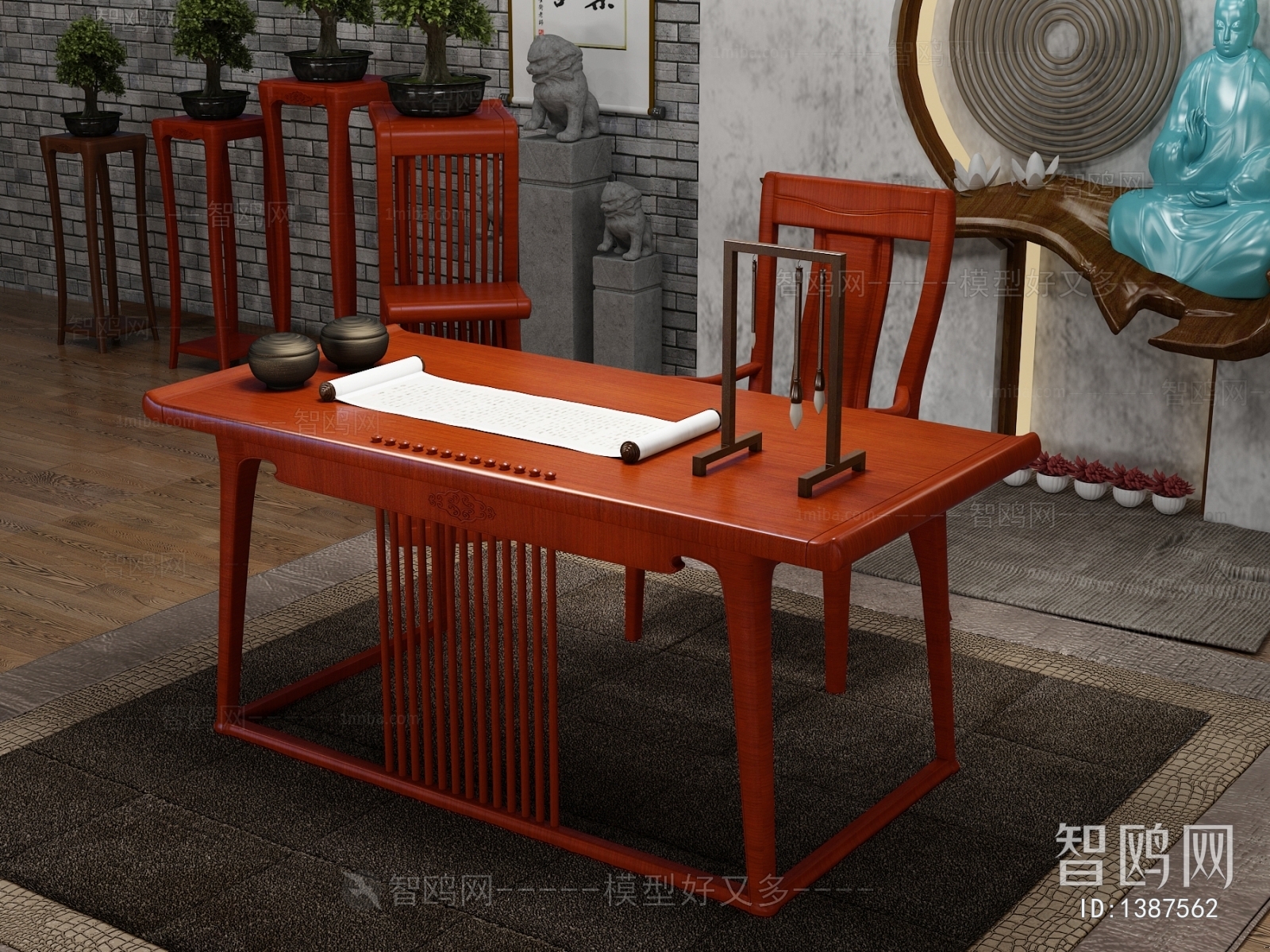 Chinese Style New Chinese Style Computer Desk And Chair