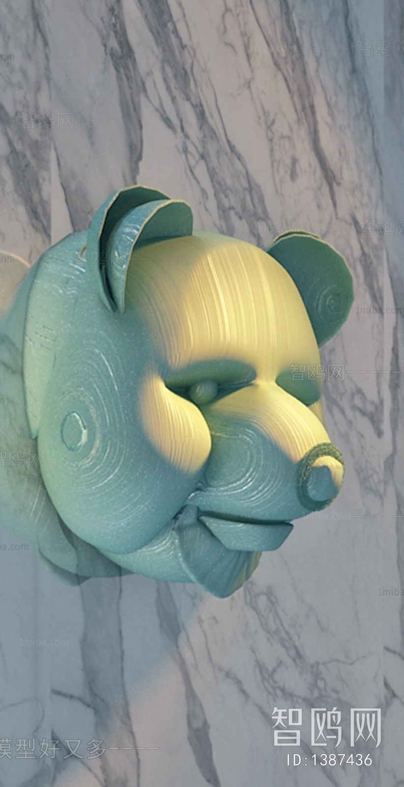 新中式熊头 雕塑