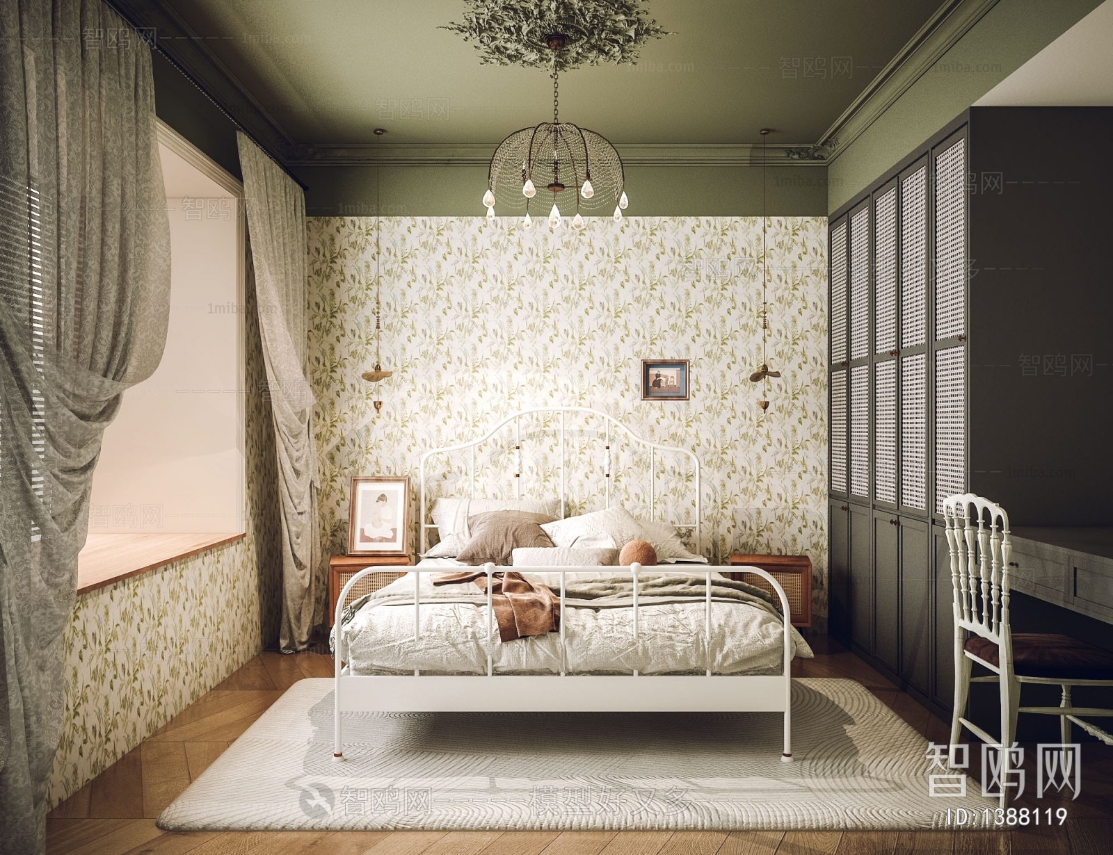Simple European Style Retro Style Bedroom