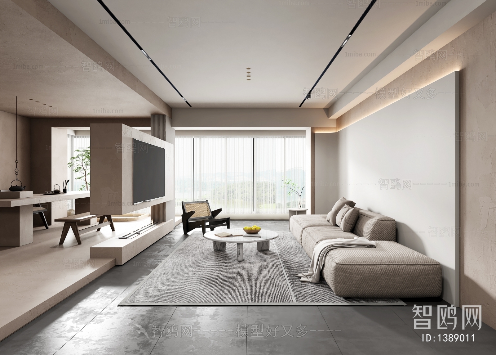 Modern Wabi-sabi Style A Living Room