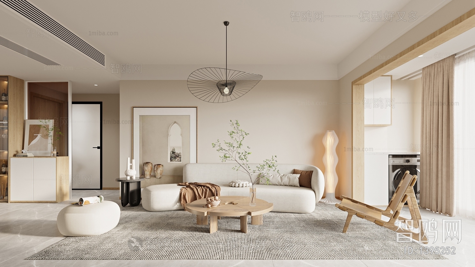 Modern Japanese Style Wabi-sabi Style A Living Room