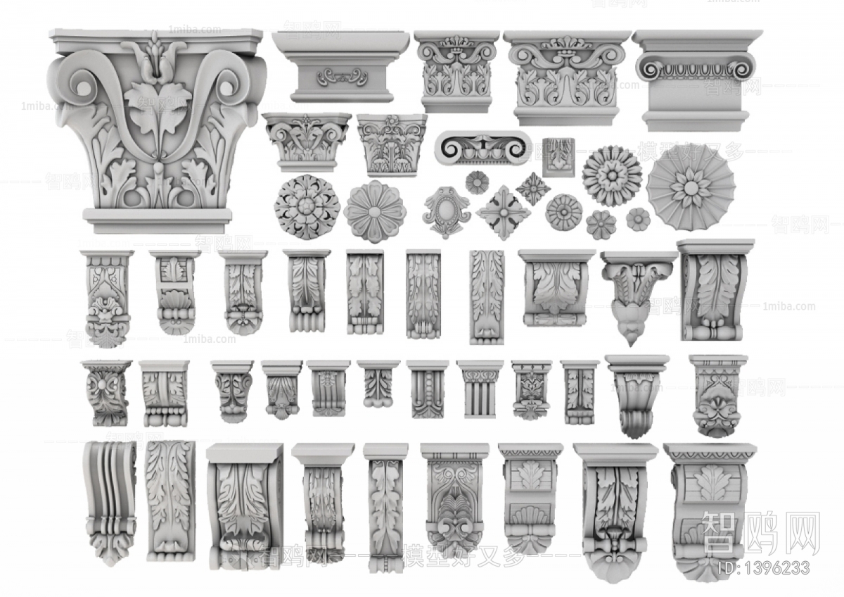 欧式罗马柱柱头 雕花构件