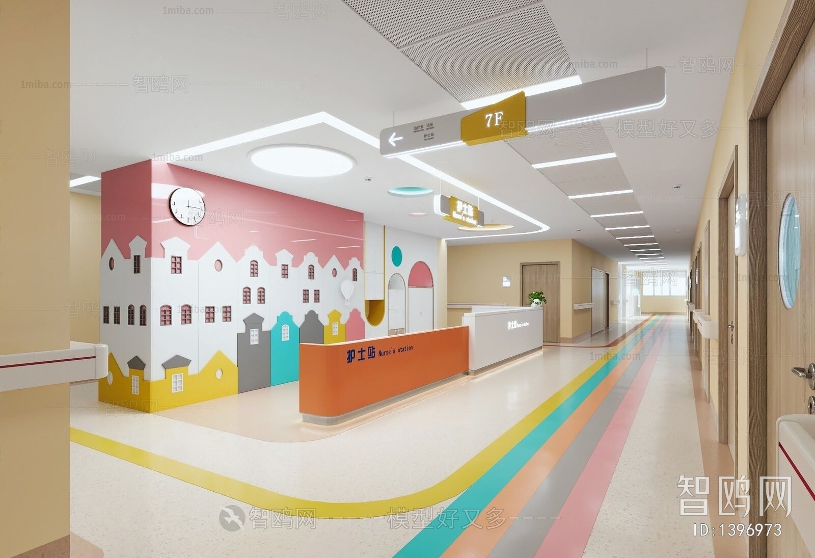 现代儿童医院护士站走廊