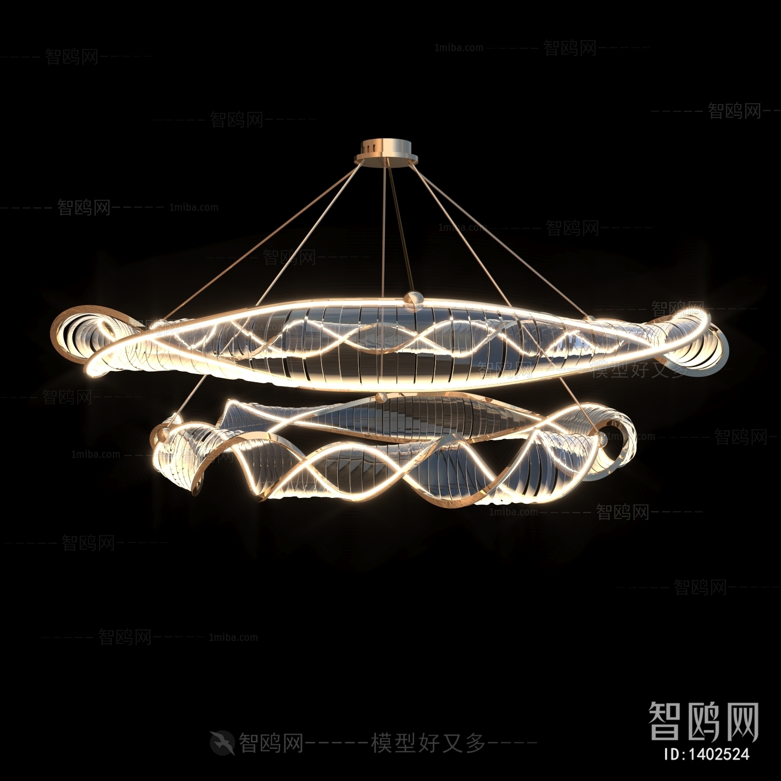 现代水晶吊灯组合3D模型下载