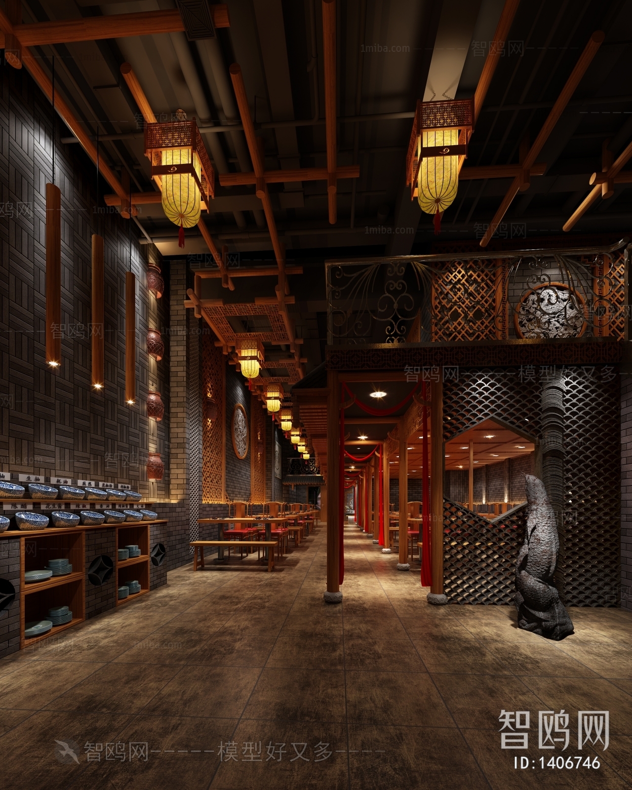 古典中式火锅店  吧台