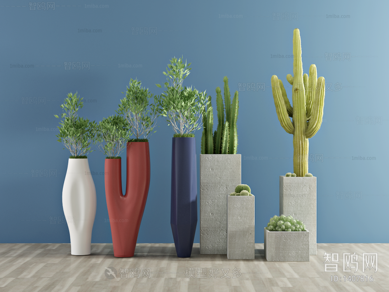 Modern Potted Green Plant