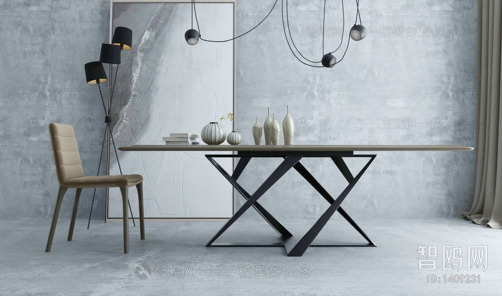 Modern Industrial Style Dining Table And Chairs