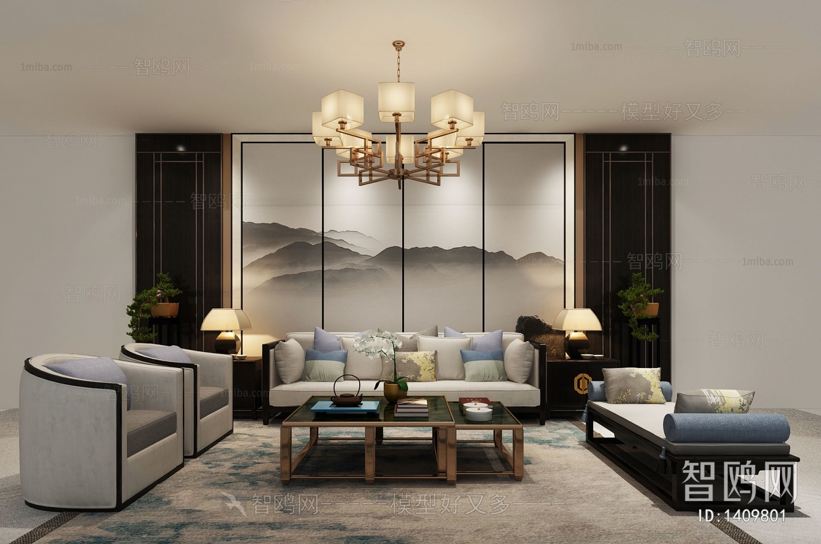 New Chinese Style A Living Room