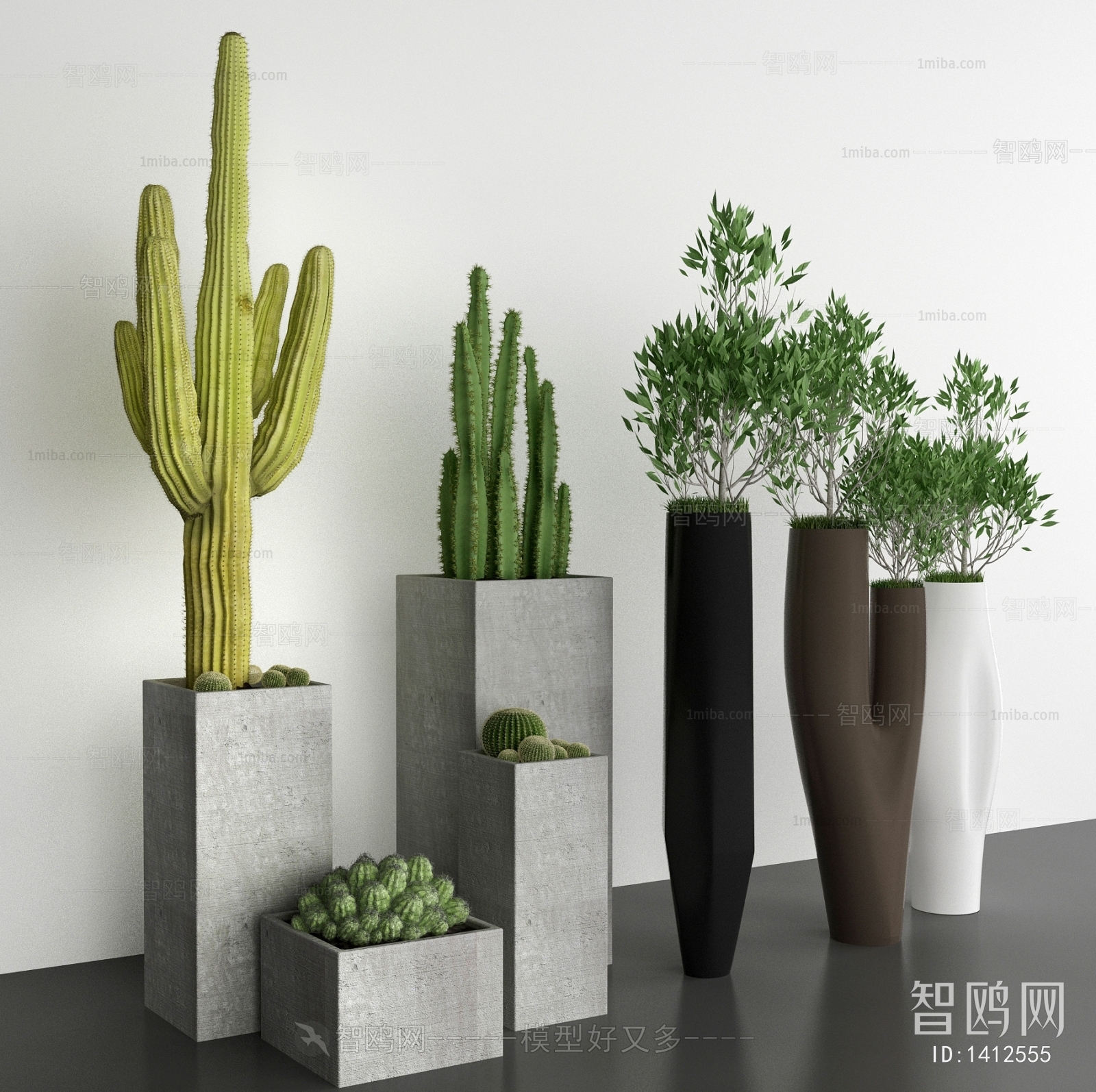 Modern Potted Green Plant