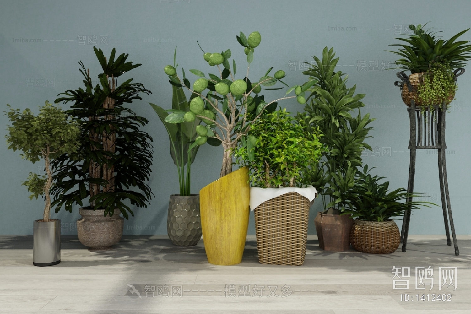 Modern Potted Green Plant