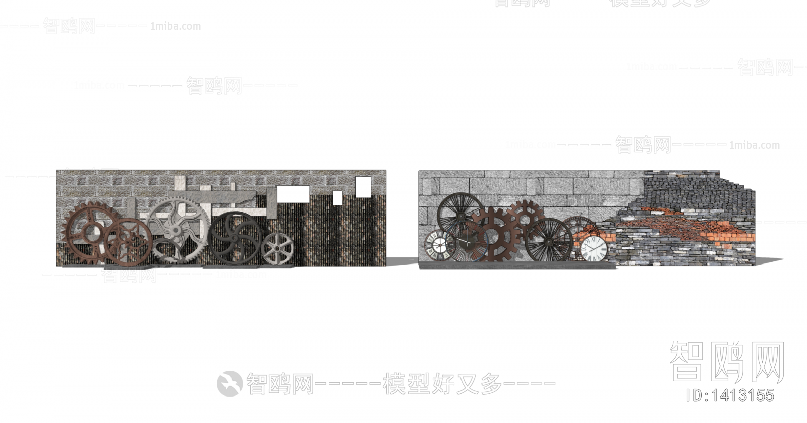 工业风齿轮雕塑景墙