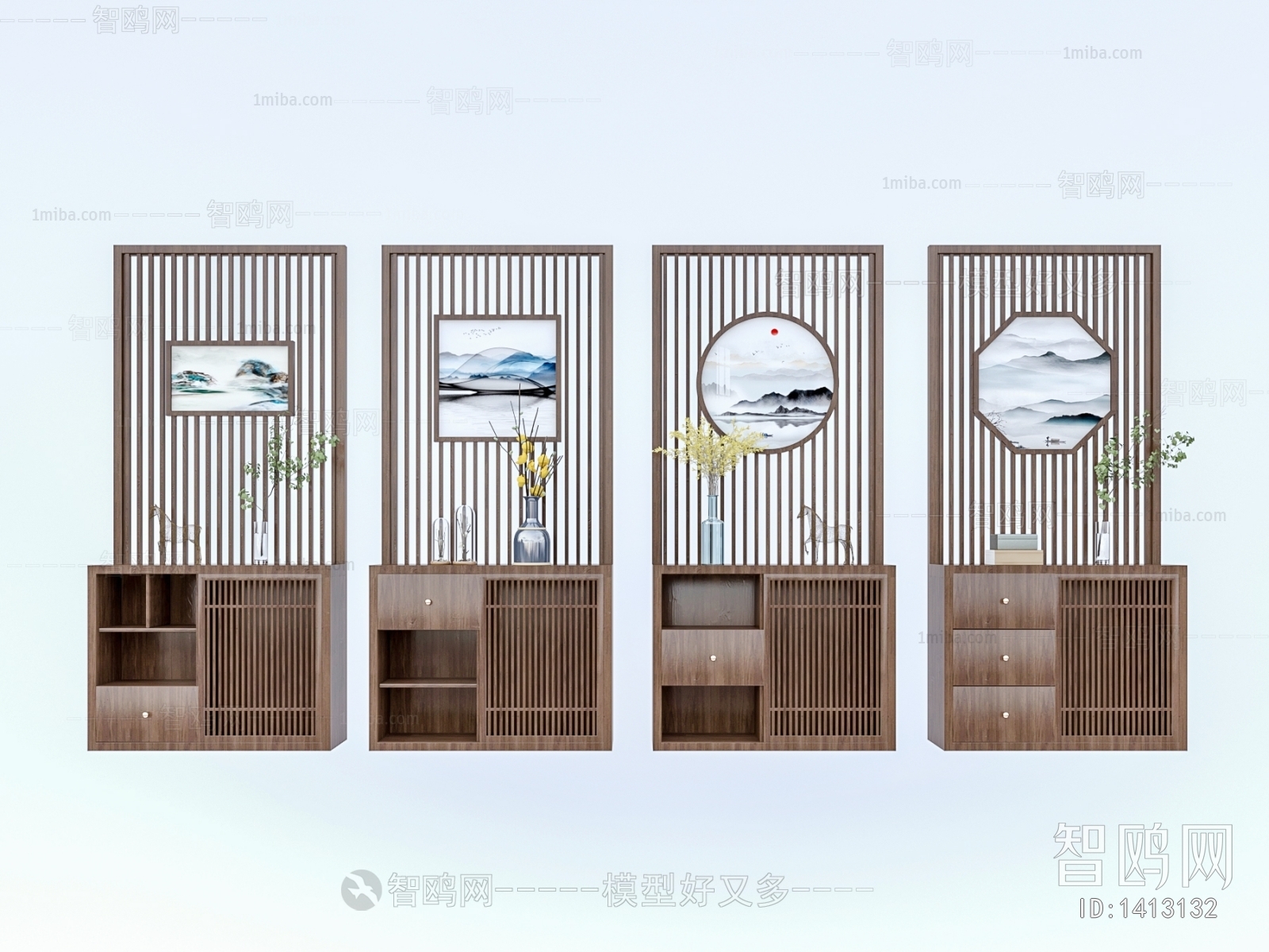 新中式玄关柜 屏风柜