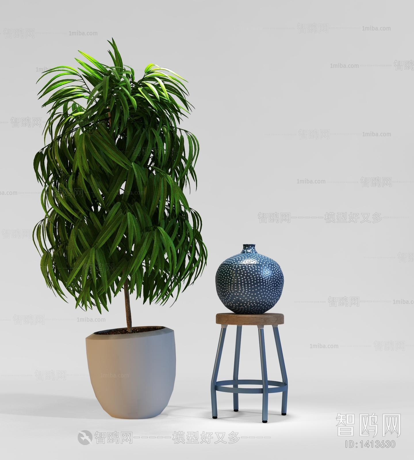 Modern Potted Green Plant