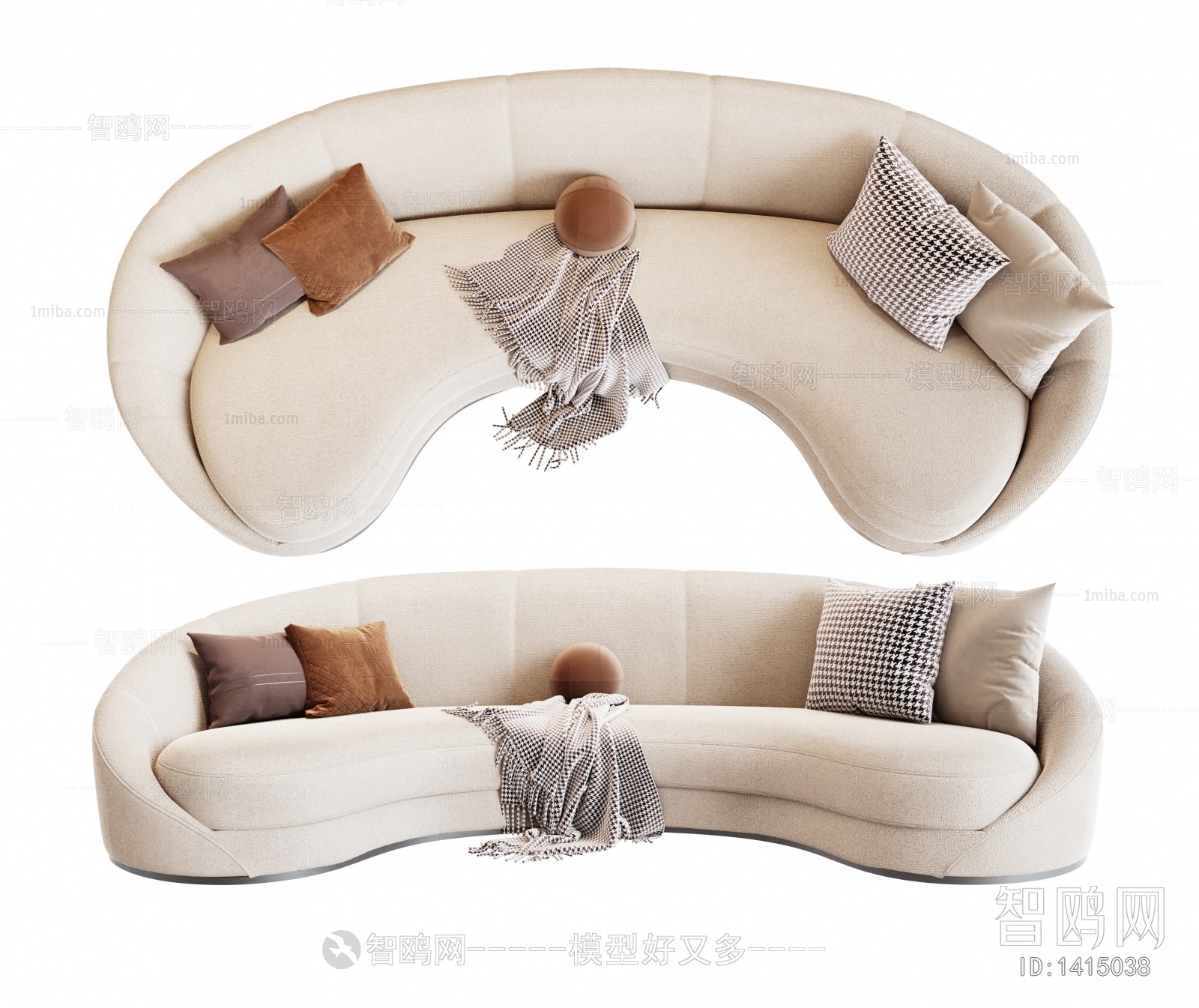 Poliform 现代弧形多人沙发