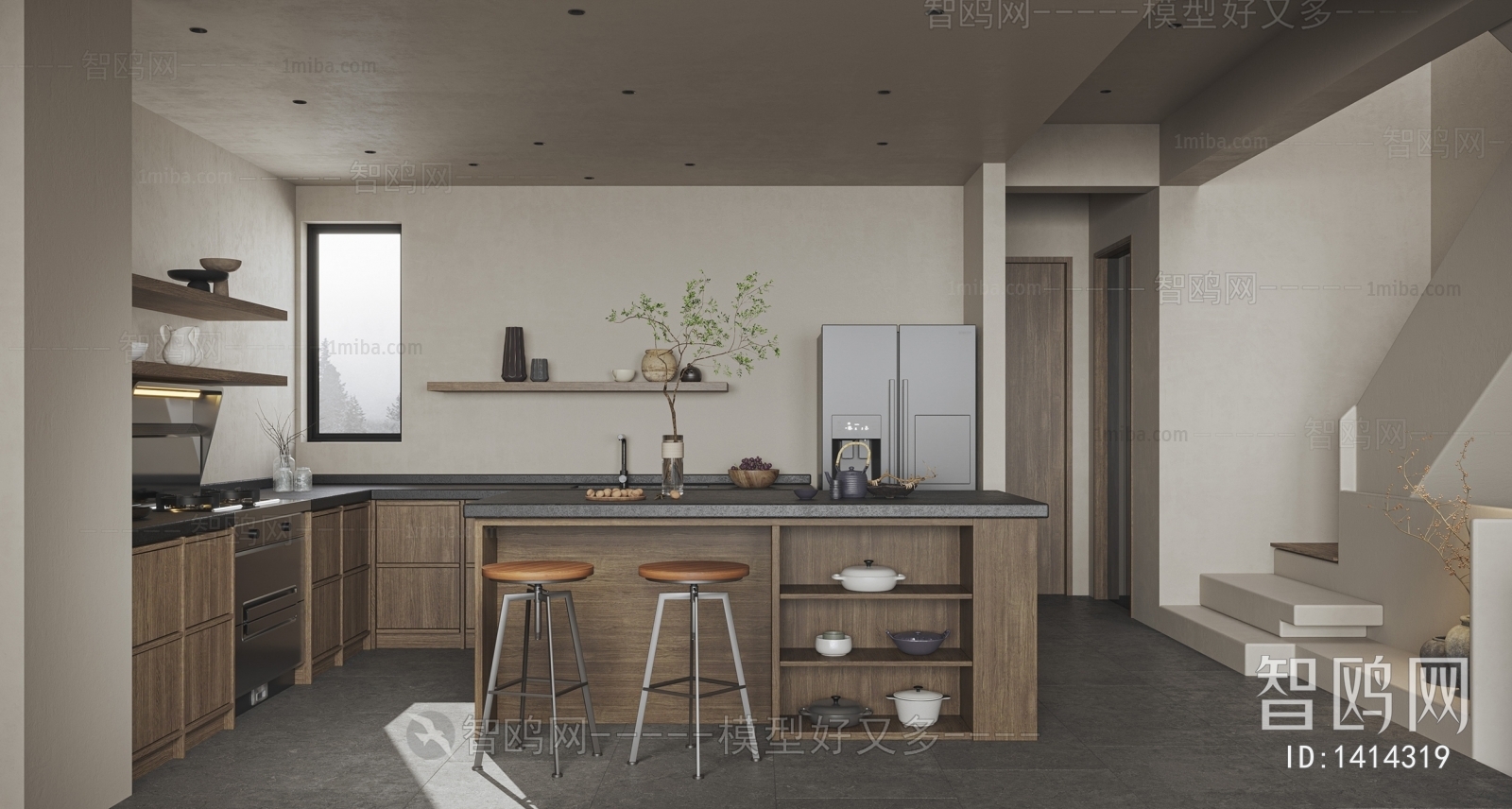 Wabi-sabi Style Open Kitchen