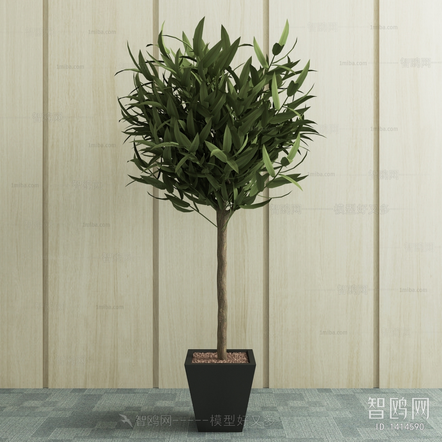 Modern Potted Green Plant