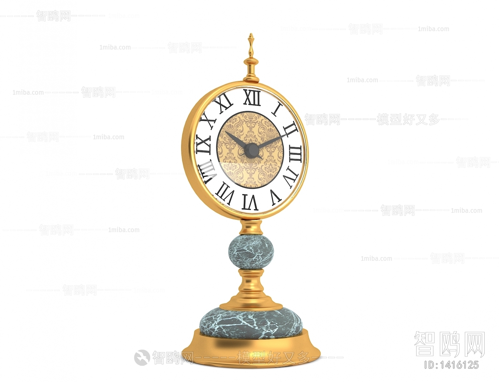 现代黄铜镶石复古座钟