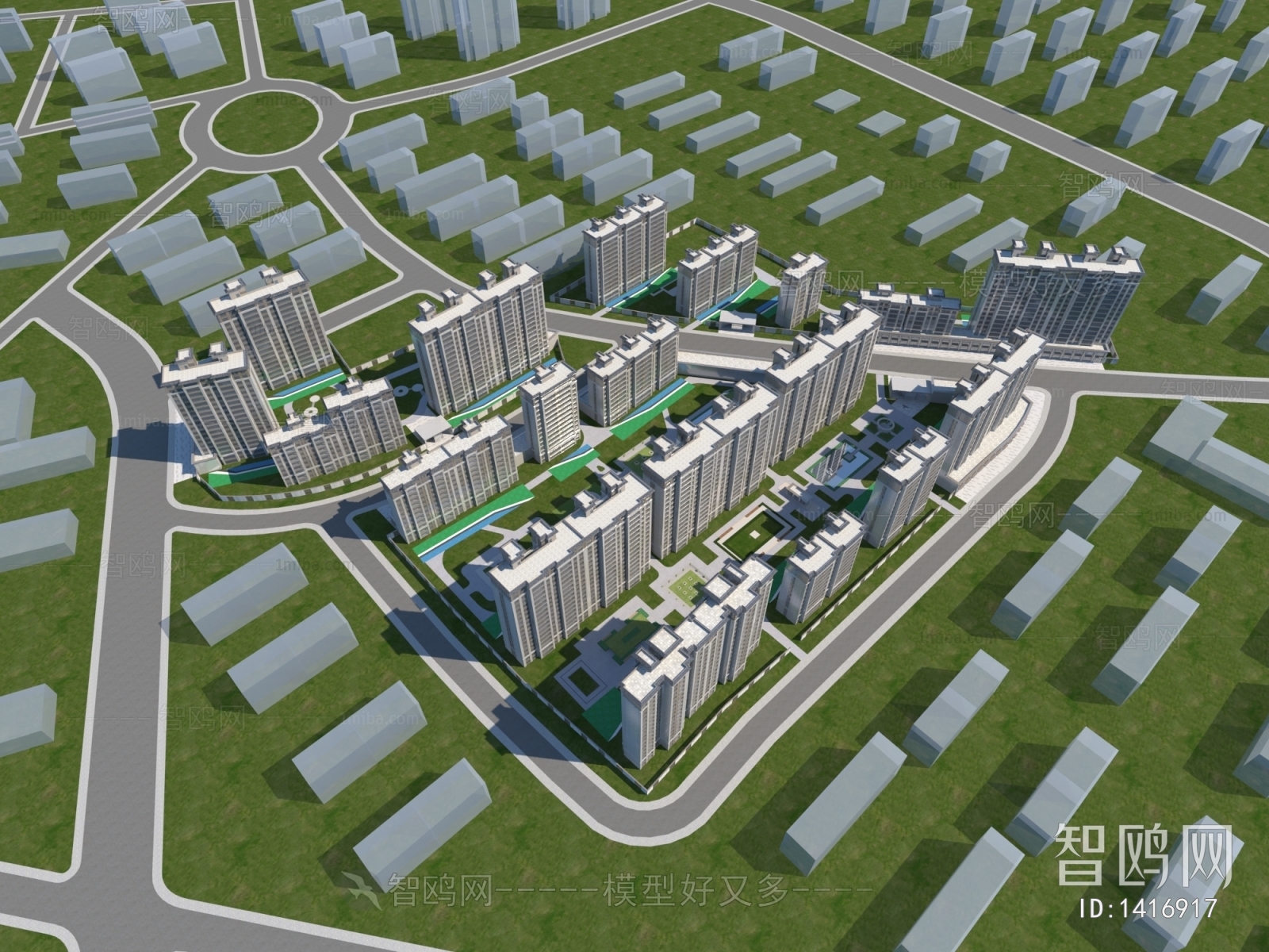 New Chinese Style Architectural Bird's-eye View Planning