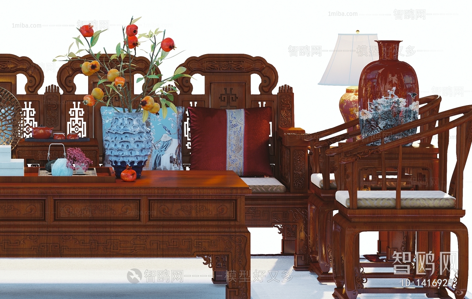 中式红木沙发茶几组合