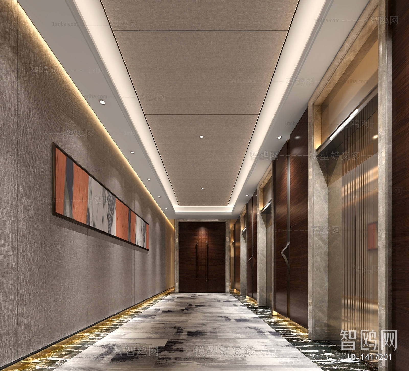 New Chinese Style Corridor Elevator Hall