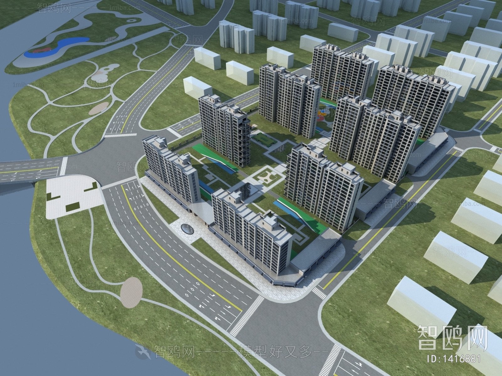 New Chinese Style Architectural Bird's-eye View Planning