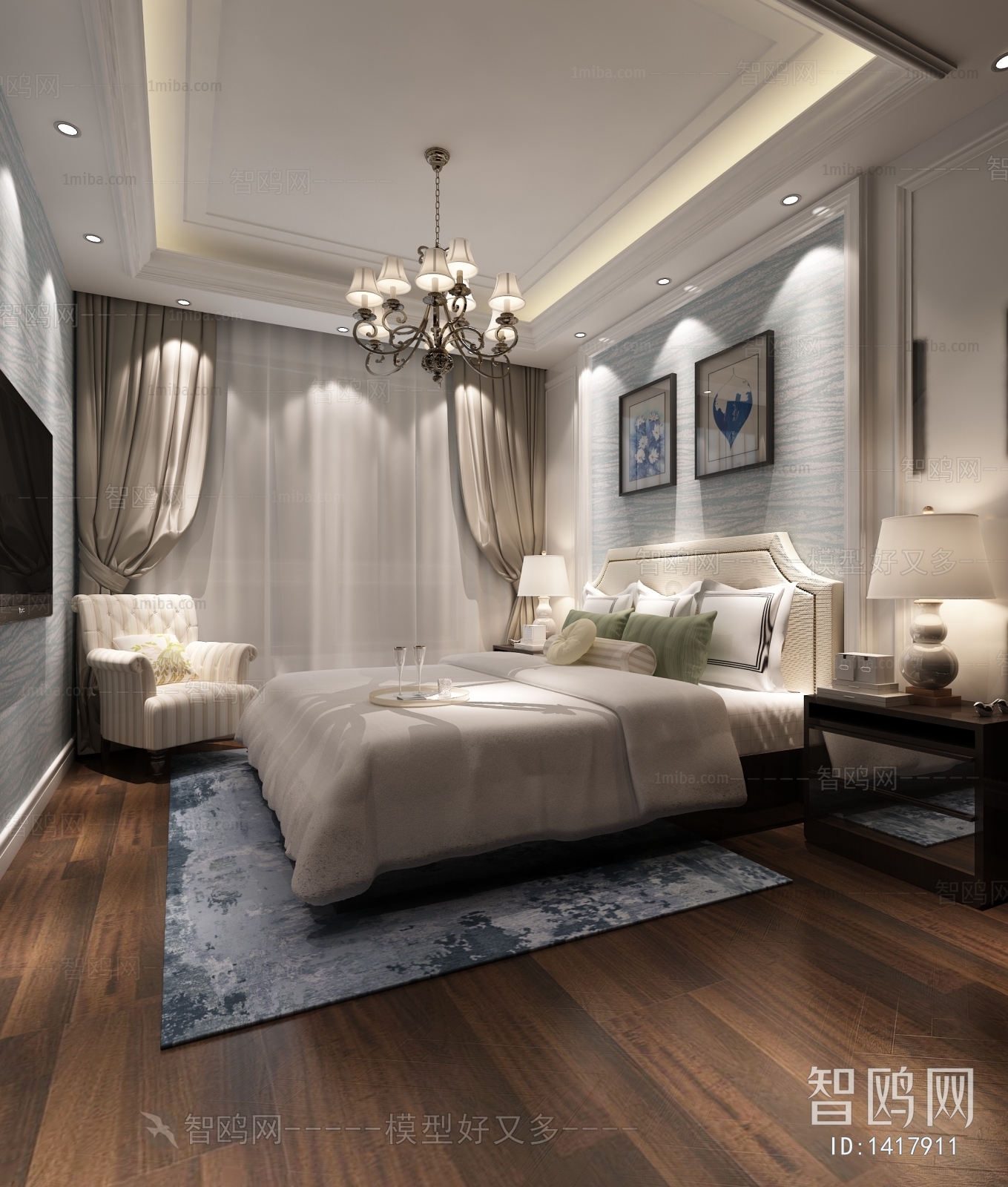 Simple European Style Bedroom