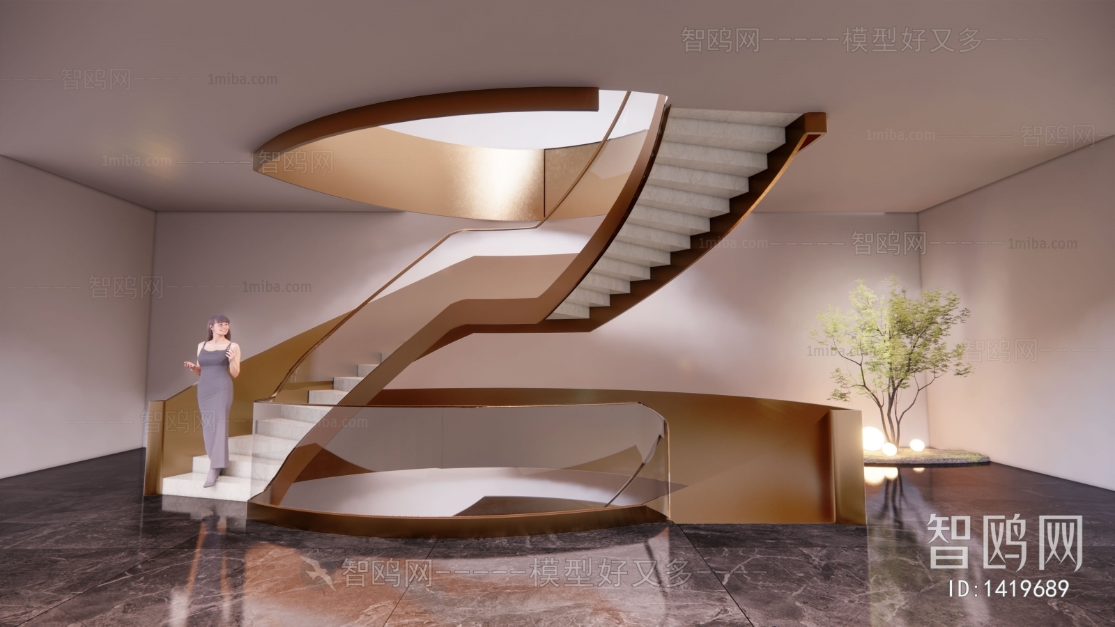 Modern New Chinese Style Stairwell