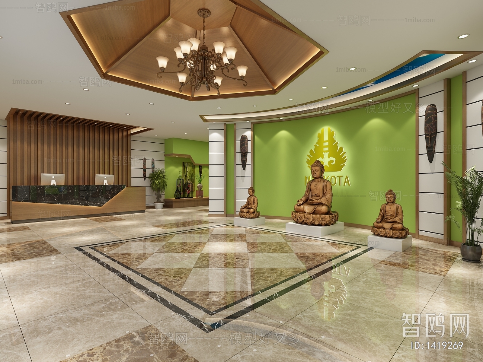 东南亚酒店大堂-3D模型-模匠网,3D模型下载,免费模型下载,国外模型下载