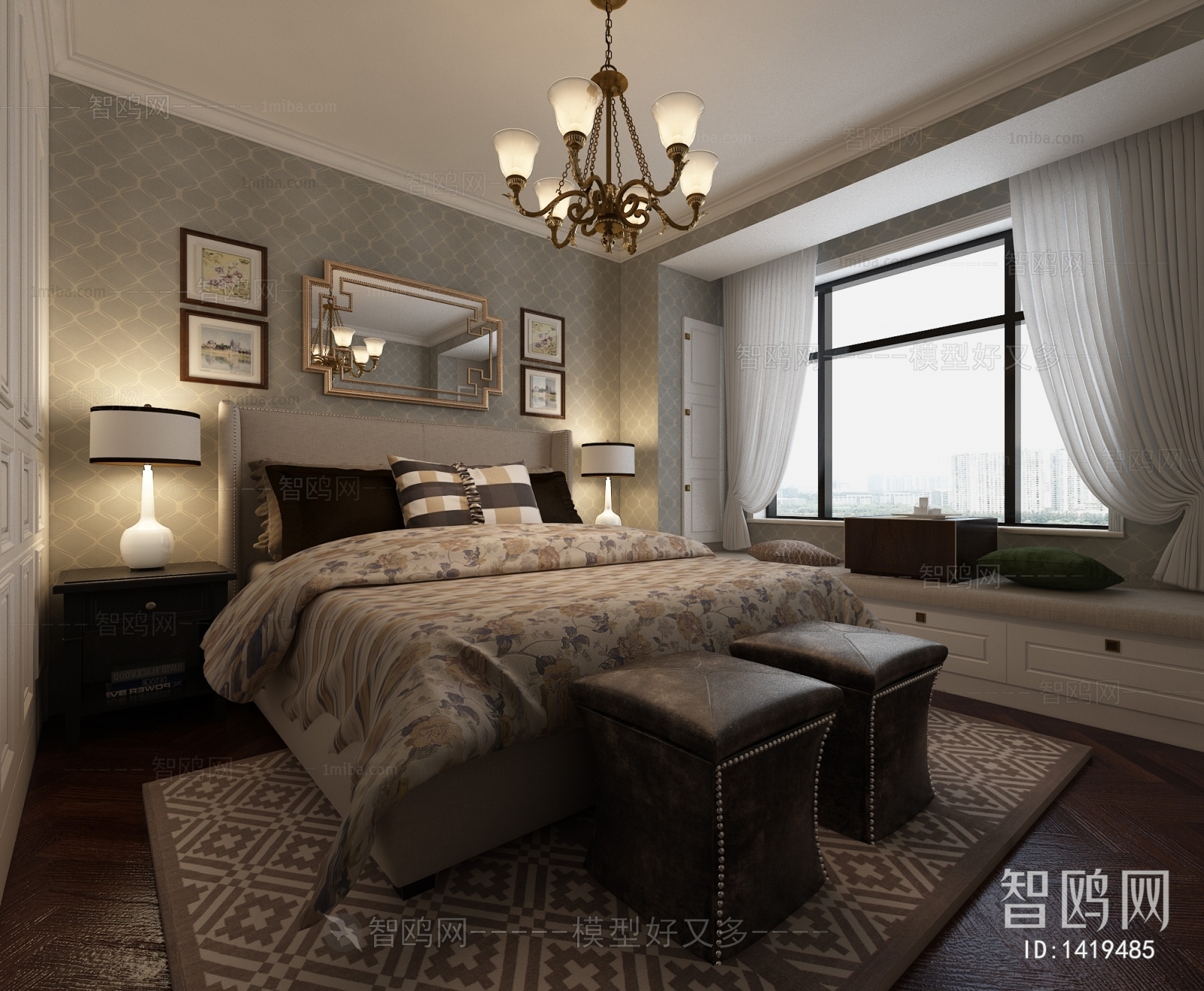 Simple European Style Bedroom