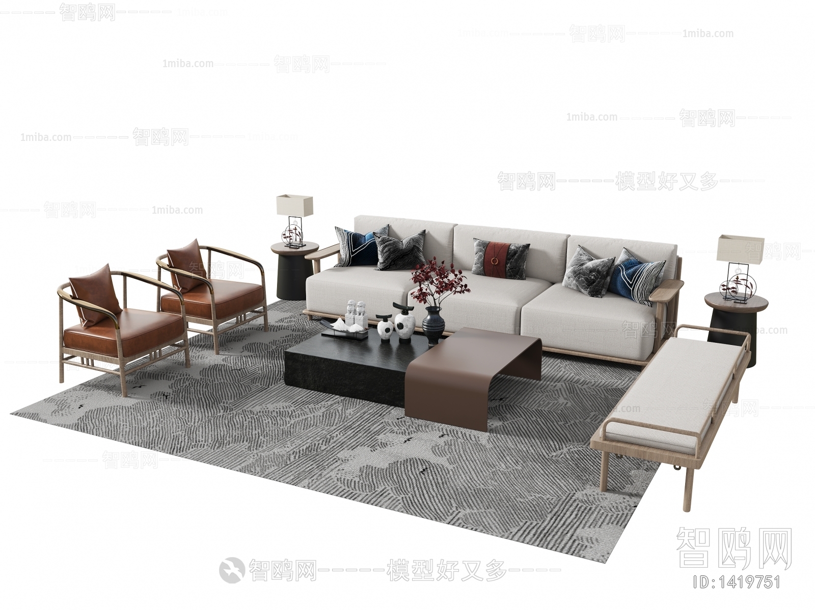 New Chinese Style Sofa Combination