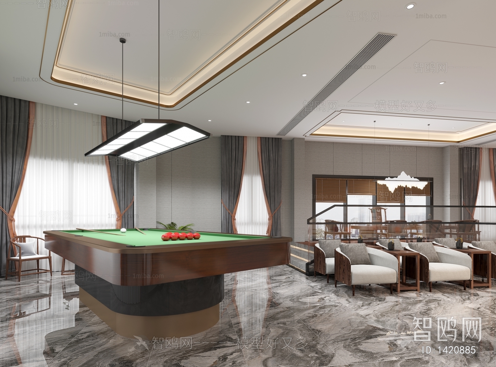 New Chinese Style Billiards Room