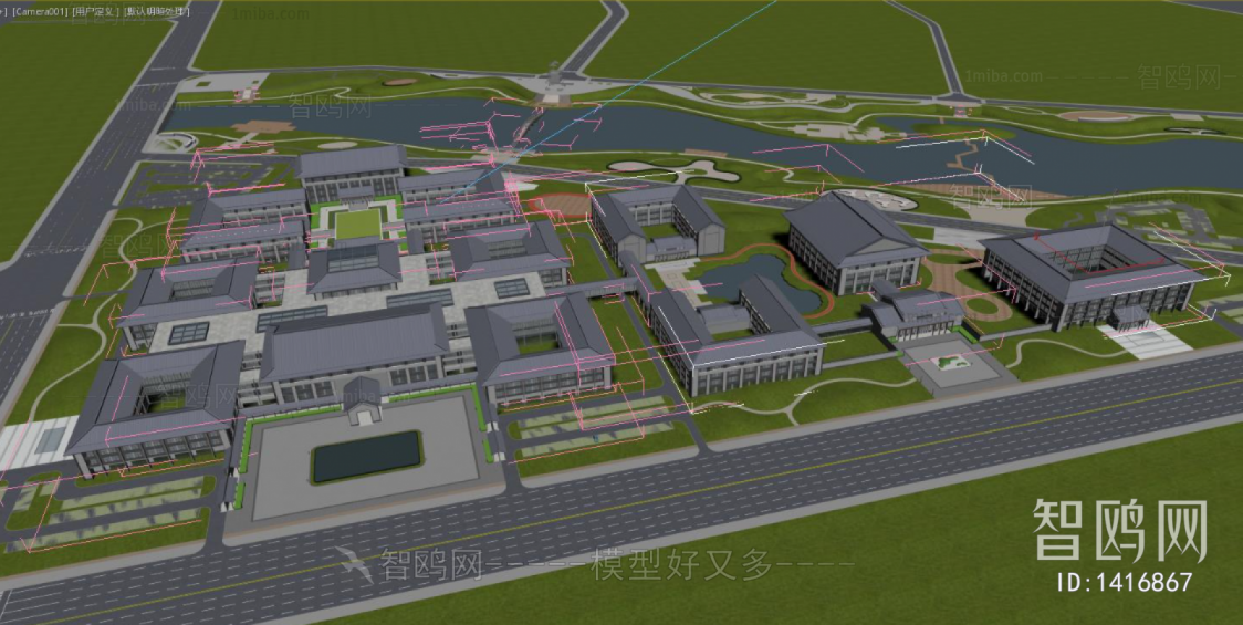 新中式医院鸟瞰规划