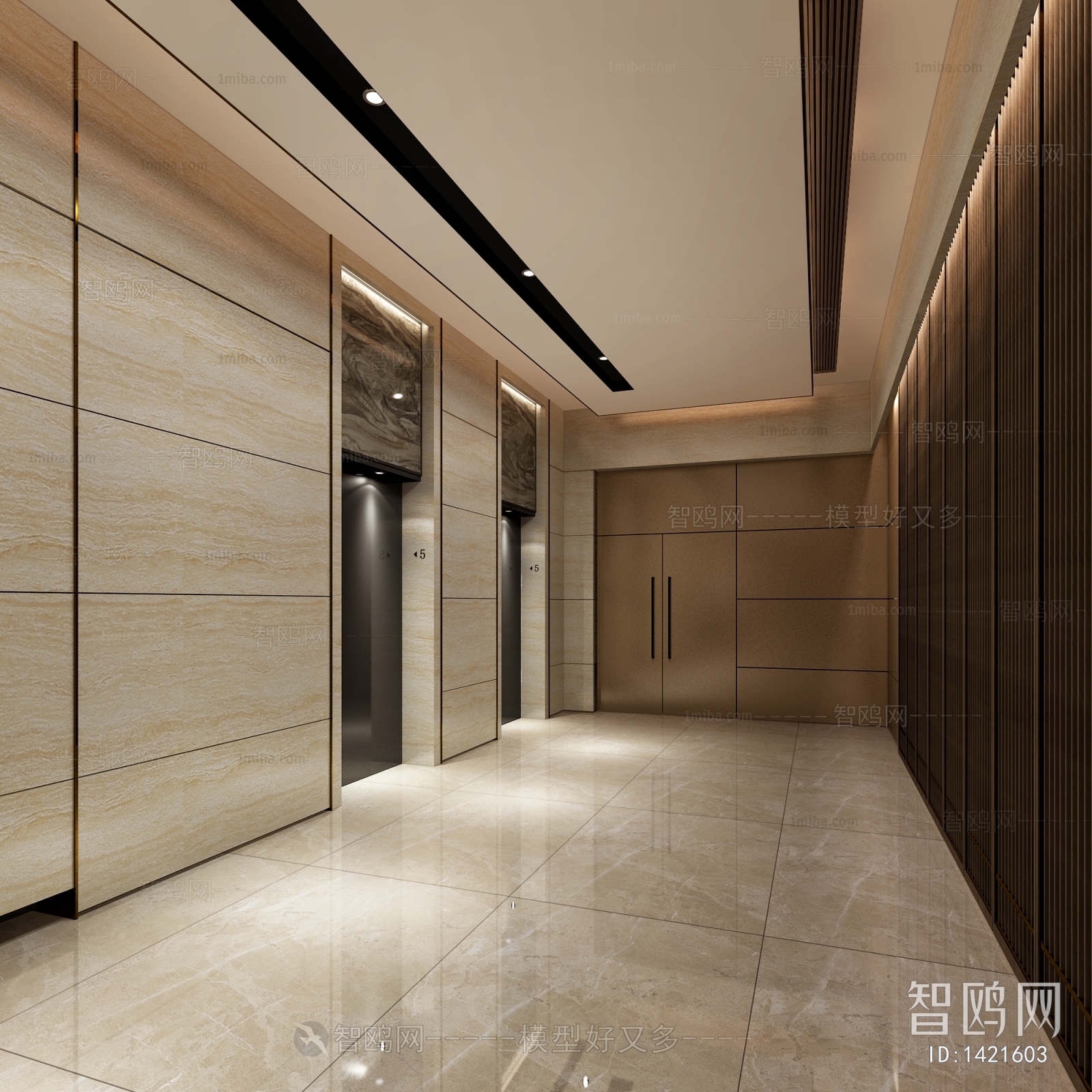 New Chinese Style Office Elevator Hall