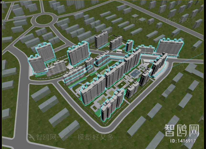 New Chinese Style Architectural Bird's-eye View Planning